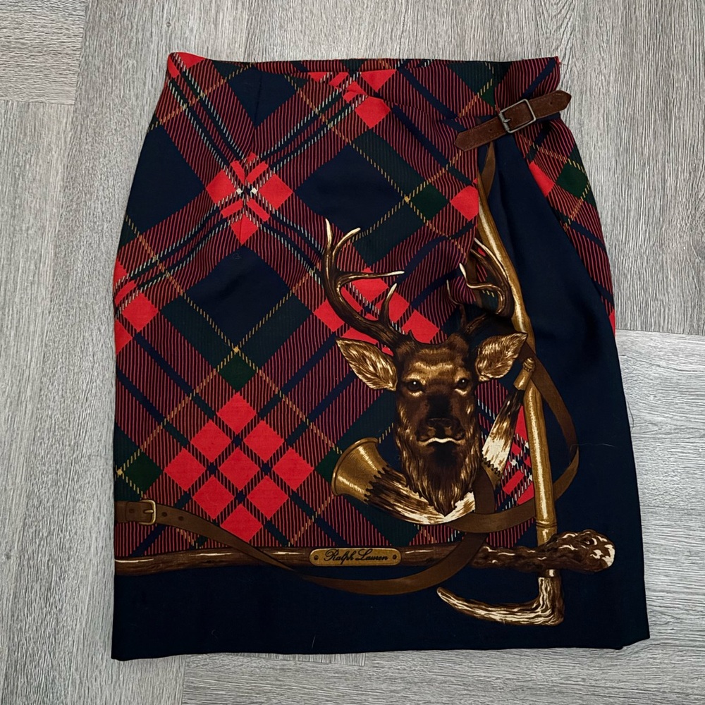 Ralph Lauren Women's Tartan Pencil Skirt - Red, Black, and Gold